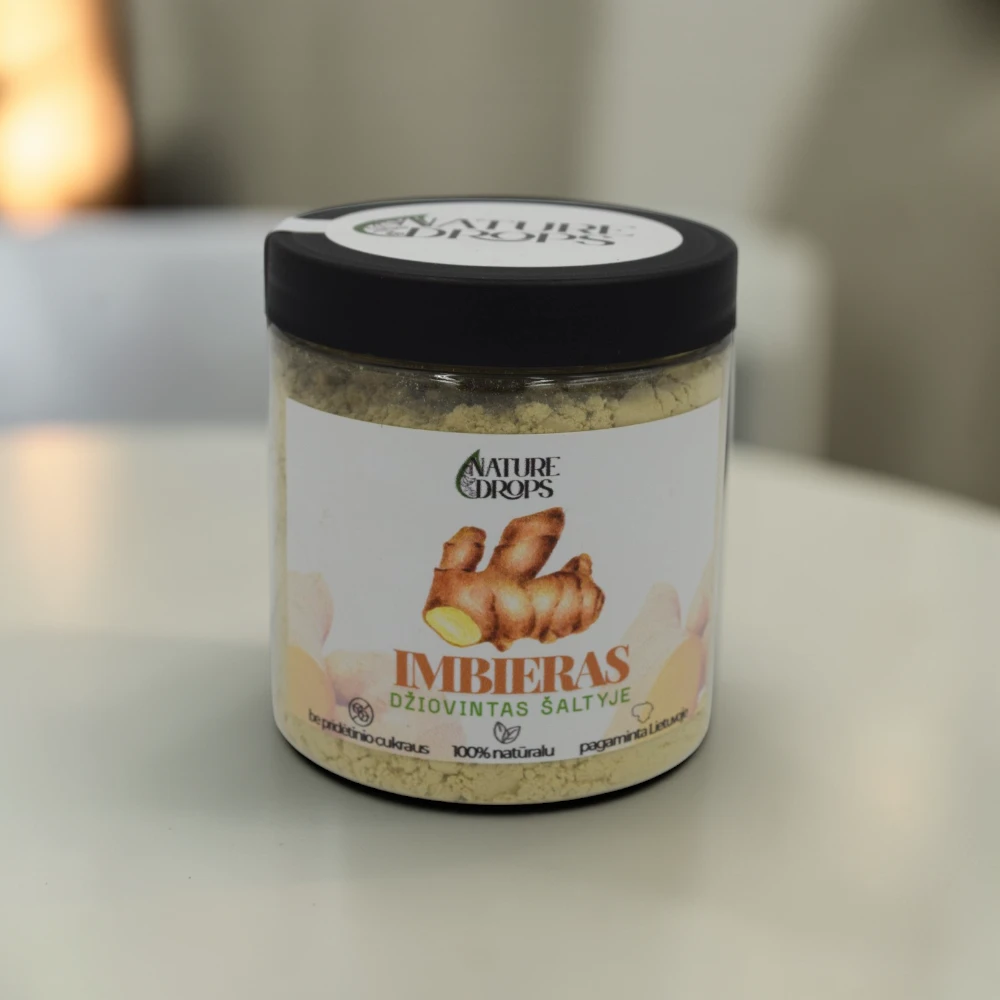 Liofilizuoti imbierų milteliai Nature Drops pakuotėje – natūralus prieskonis