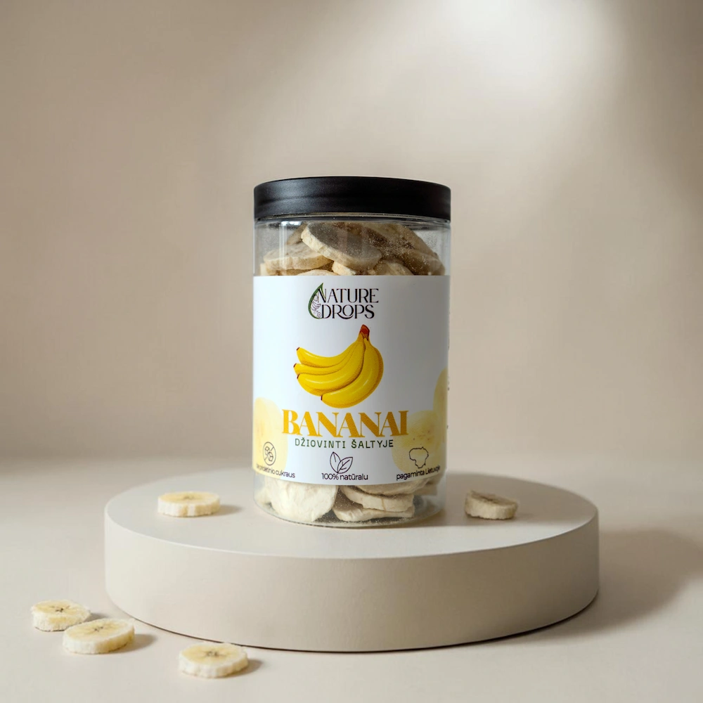 Liofilizuoti bananai | Nature Drops | Šaltyje džiovinti bananai
