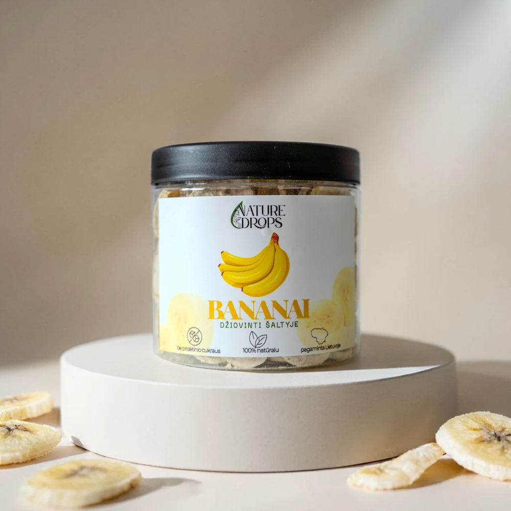 Liofilizuoti bananai | Šaltyje džiovinti bananai | Nature Drops