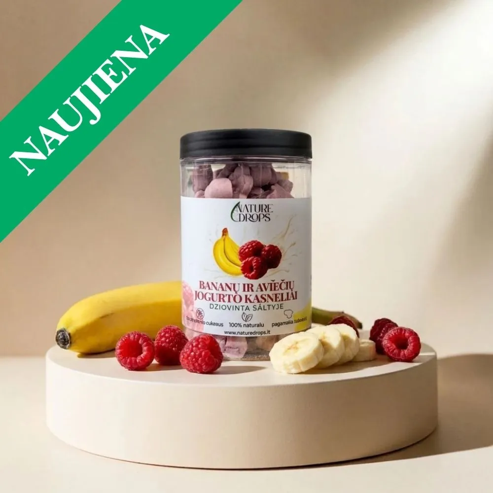 Bananų, aviečių kąsneliai | NatureDrops